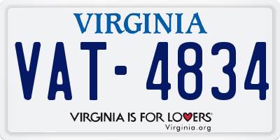 VA license plate VAT4834