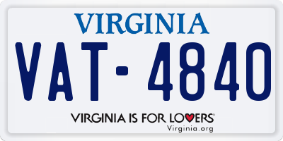 VA license plate VAT4840