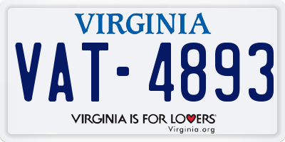 VA license plate VAT4893