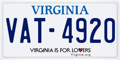 VA license plate VAT4920