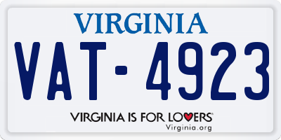 VA license plate VAT4923