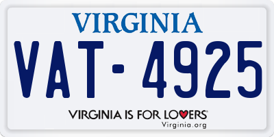 VA license plate VAT4925