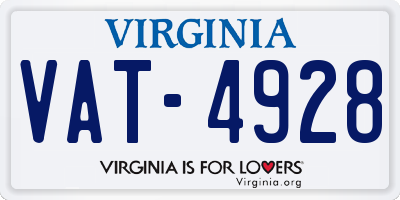 VA license plate VAT4928