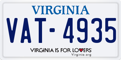 VA license plate VAT4935