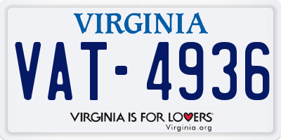 VA license plate VAT4936