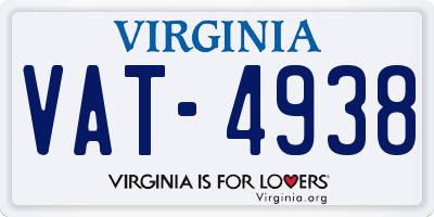 VA license plate VAT4938