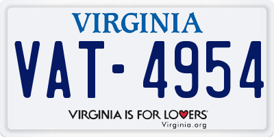 VA license plate VAT4954