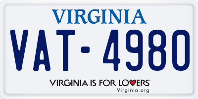 VA license plate VAT4980