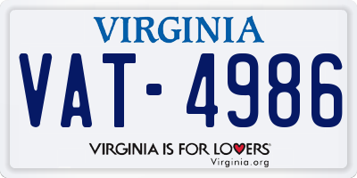 VA license plate VAT4986