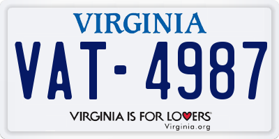 VA license plate VAT4987