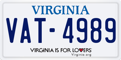 VA license plate VAT4989