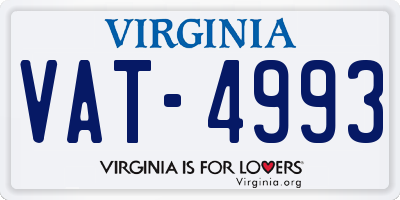 VA license plate VAT4993