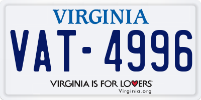 VA license plate VAT4996