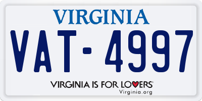 VA license plate VAT4997