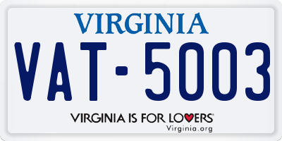 VA license plate VAT5003