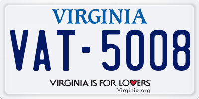 VA license plate VAT5008