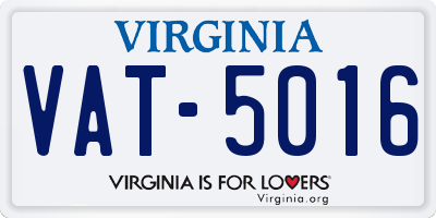 VA license plate VAT5016