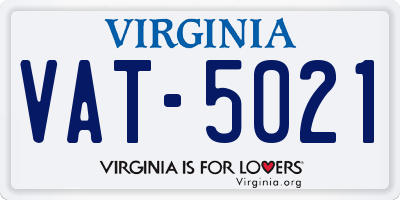 VA license plate VAT5021