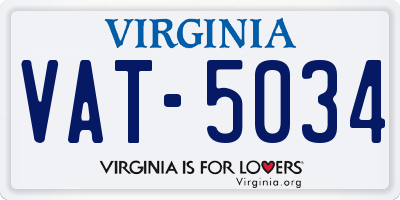 VA license plate VAT5034