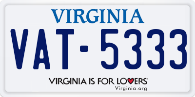 VA license plate VAT5333