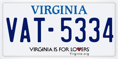 VA license plate VAT5334