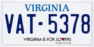 VA license plate VAT5378