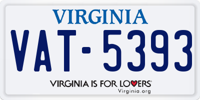 VA license plate VAT5393