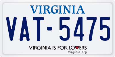 VA license plate VAT5475