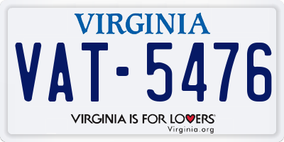 VA license plate VAT5476