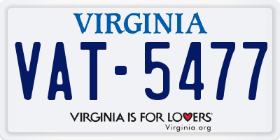 VA license plate VAT5477