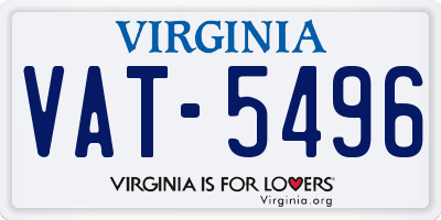 VA license plate VAT5496