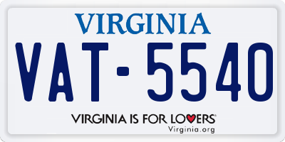 VA license plate VAT5540