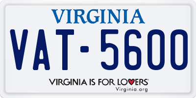 VA license plate VAT5600