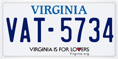 VA license plate VAT5734