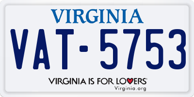 VA license plate VAT5753