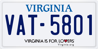 VA license plate VAT5801