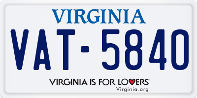 VA license plate VAT5840