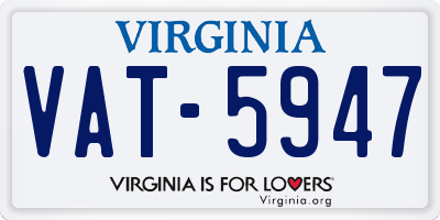 VA license plate VAT5947