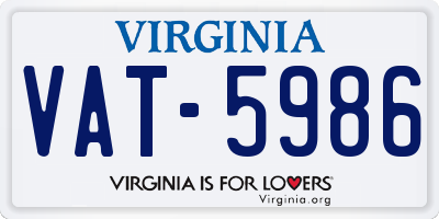 VA license plate VAT5986