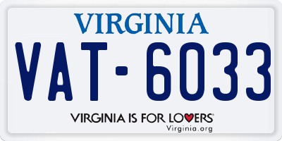 VA license plate VAT6033