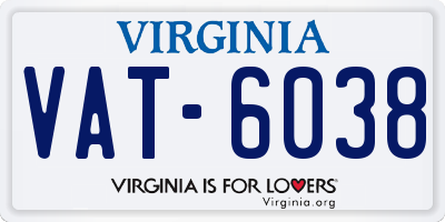 VA license plate VAT6038