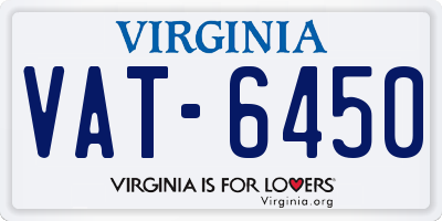 VA license plate VAT6450