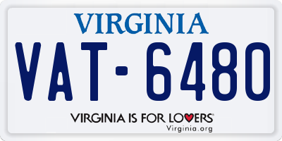 VA license plate VAT6480