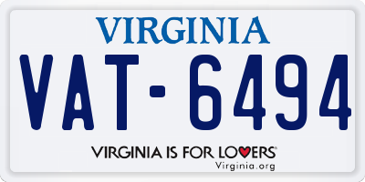 VA license plate VAT6494