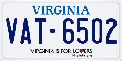 VA license plate VAT6502