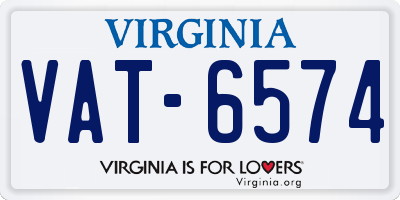 VA license plate VAT6574