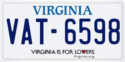 VA license plate VAT6598