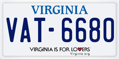 VA license plate VAT6680