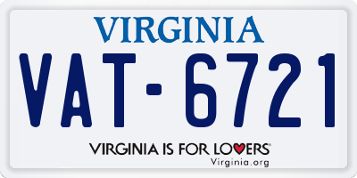 VA license plate VAT6721