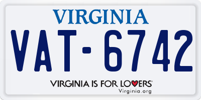 VA license plate VAT6742